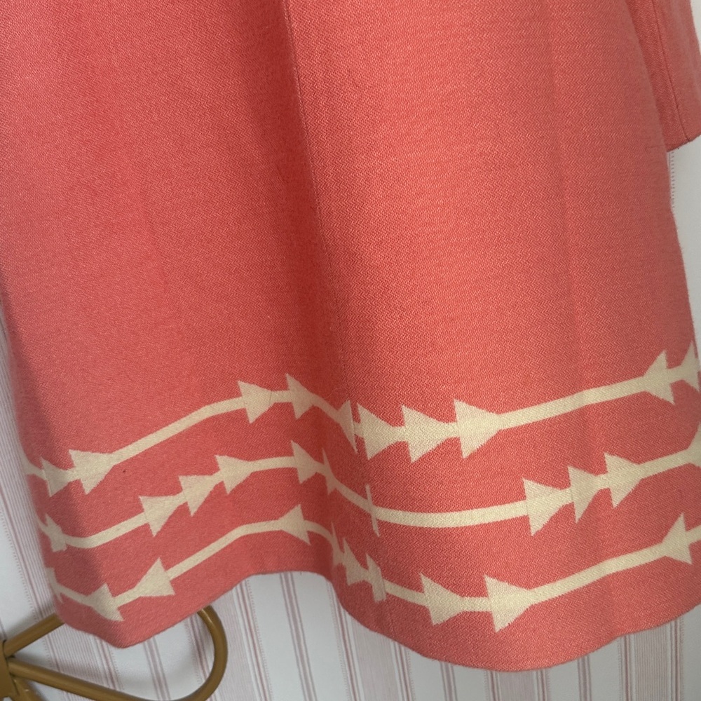Coral Coat with Arrow Pattern Lauren moffat Anthropologie - Picture 5 of 6